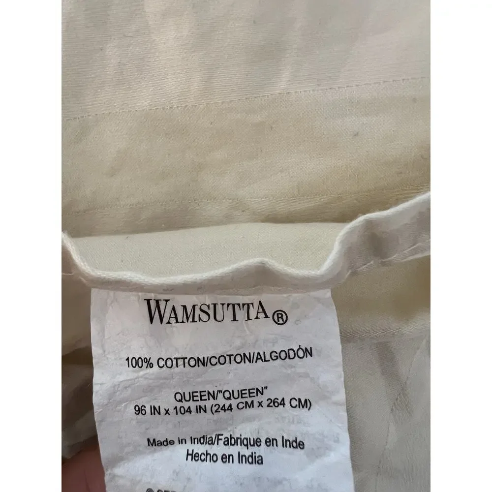 Wamsutta 100% Cotton Queen Flat Sheet Cream Damask Striped